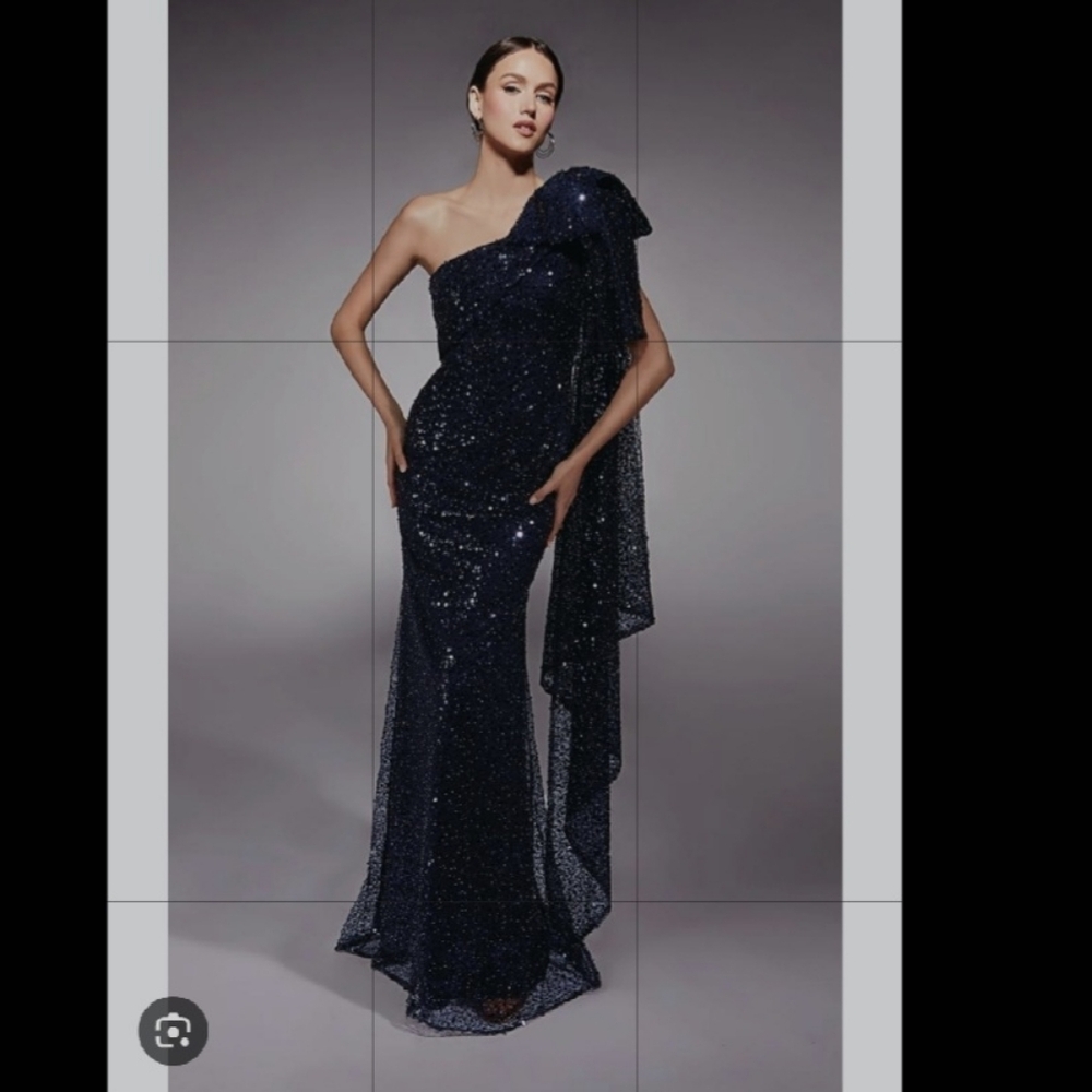 New Alyce Paris 27771 Beaded Prom Dress Navy Size 2 Wedding Formal Bow Dramatic